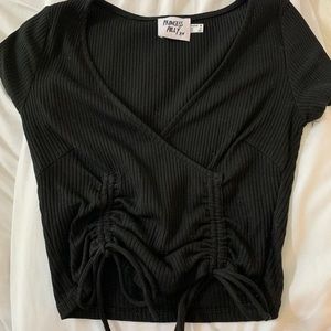 Princess Polly black short sleeve with ties